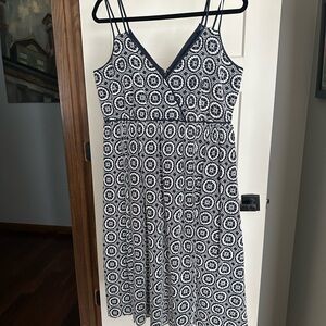 J. Crew Navy and White Geometric Midi Dress